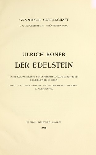 Cover for Der edelstein