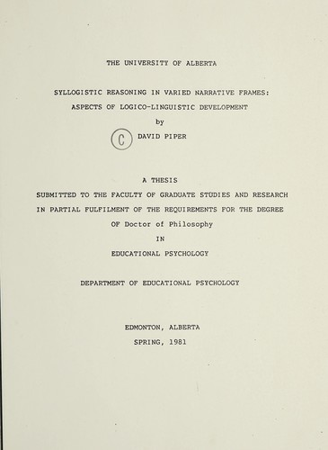 Cover for Syllogistic reasoning in varied narrative frames