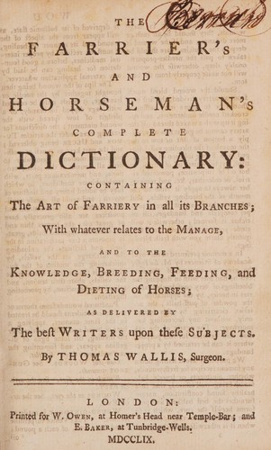 Cover for The farrier's and horseman's complete dictionary