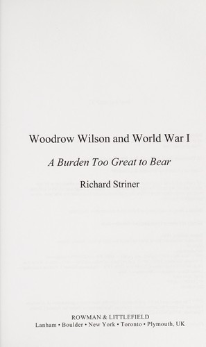 Cover for Woodrow Wilson and World War I