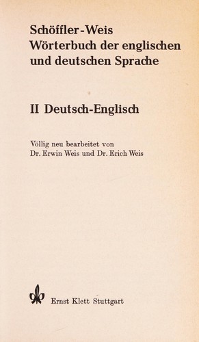 Cover for Schöffler-Weis Wörterbuch der englischen und deutschen Sprache.
