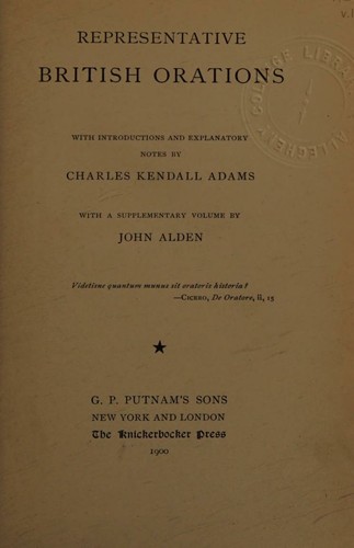 Cover for Representative British orations