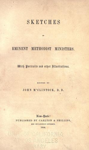 Cover for Sketches of eminent Methodist ministers.
