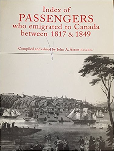 Cover for Index of passengers who emigrated to Canada between 1817 and 1849