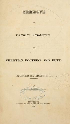 Cover for Sermons on various subjects of Christian doctrine and duty.