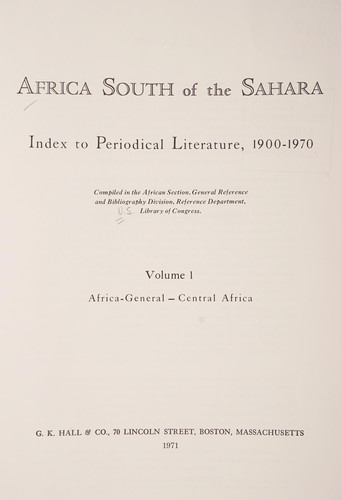 Cover for Africa South of the Sahara