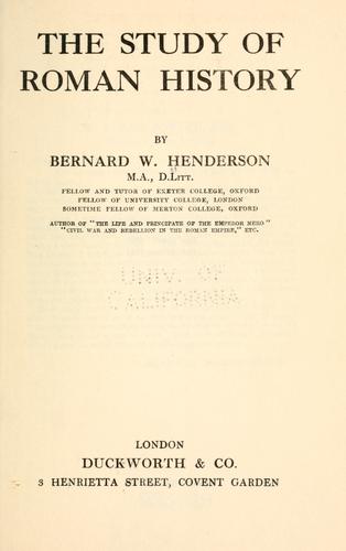 Cover for The study of Roman history