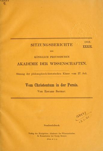 Cover for Vom Christentum in der Persis.