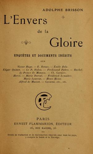 Cover for L' envers de la gloire