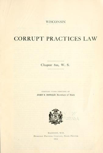 Cover for Corrupt practices law.
