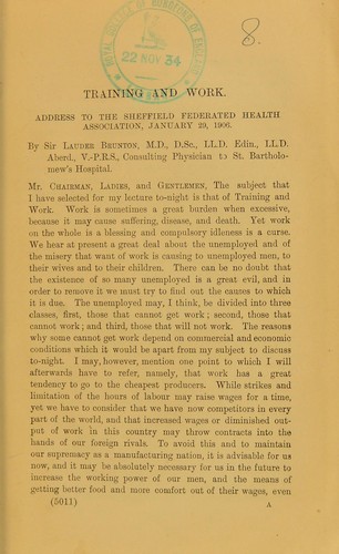 Cover for Training and work