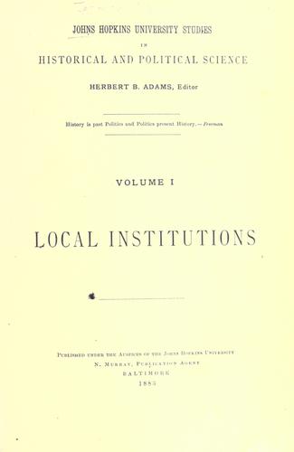 Cover for Johns Hopkins University studies in historical and political science, [series 1-2]
