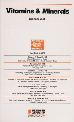 Cover for Vitamins and Minerals