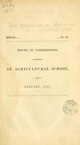 Cover for Report of Commissioners concerning an agricultural school.