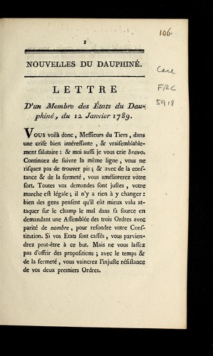 Cover for Nouvelles du Dauphine .