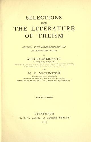 Cover for Selections from the literature of theism