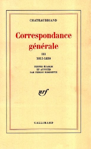 Cover for Correspondance générale.