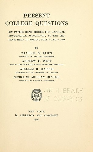 Cover for Present college questions