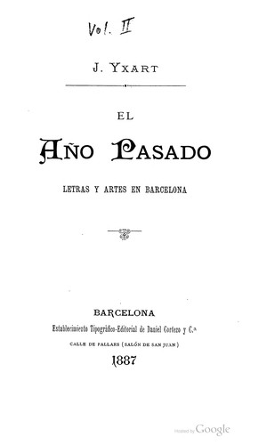 Cover for El año pasado [1885-1889]