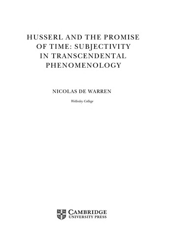 Cover for Husserl and the promise of time