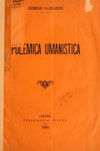 Cover for Polemica umanistica.