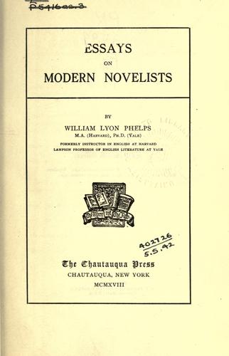 Cover for Essays on modern novelists.