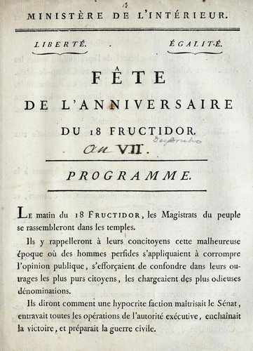 Cover for Fête de l'anniversaire du 18 fructidor