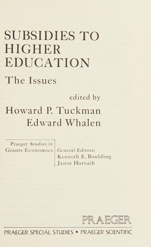 Cover for Subsidies to higher education