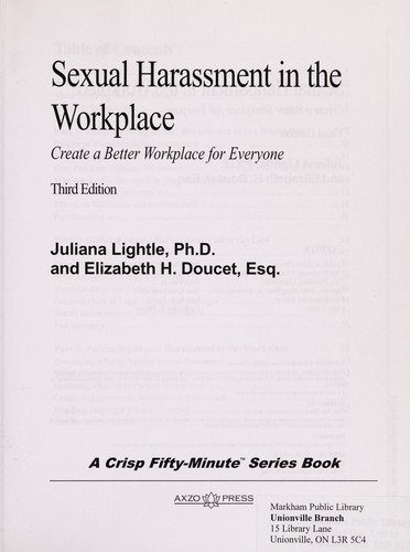 Cover for Sexual harassment in the workplace