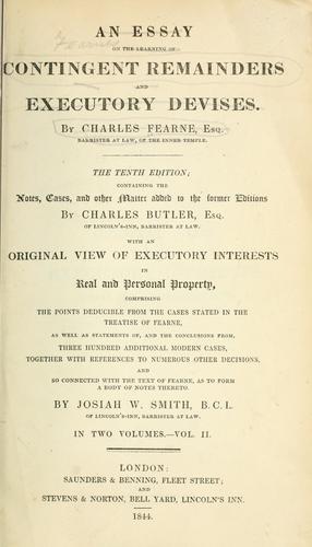 Cover for essay on the learning of contingent remainders and executory devices.