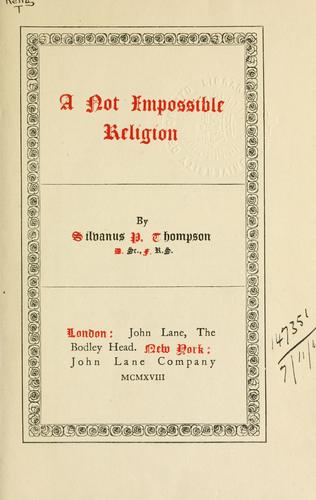 Cover for A not impossible religion.