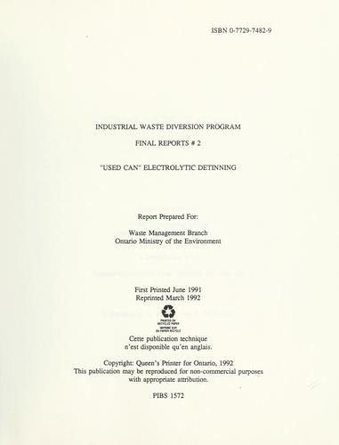 Cover for "Used can" electrolytic detinning