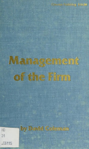 Cover for Management of the firm