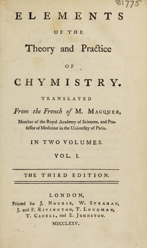 Cover for Elements of the theory and practice of chymistry