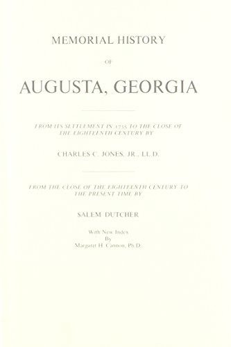 Cover for Memorial history of Augusta, Georgia