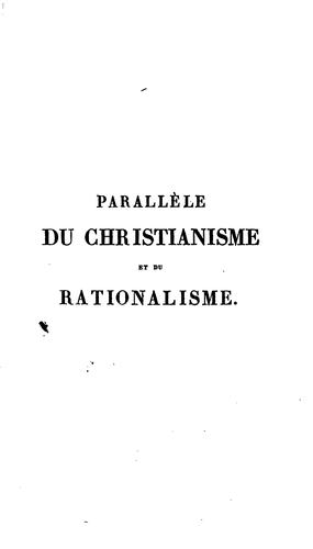 Cover for Parallèle du christianisme et du rationalisme, sous le rapport dogmatique