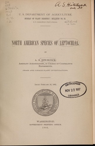 Cover for North American species of Leptochloa
