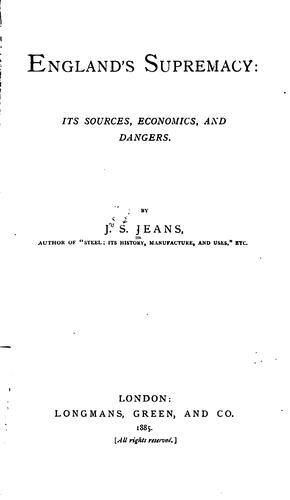 Cover for England's supremacy