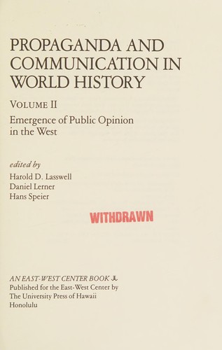 Cover for Emergence of public opinion in the West