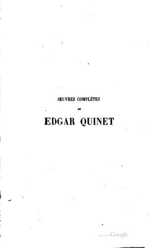 Cover for OEuvres complètes de Edgar Quinet ...: Le géniedes religions, de l'origine ...