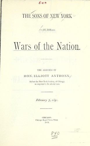Cover for Sons of New York in the wars of the nation