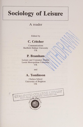 Cover for Sociology of leisure