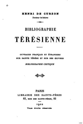 Cover for Bibliographie Térésienne