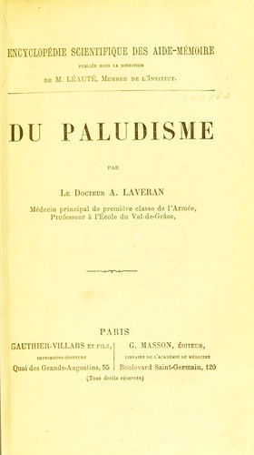 Cover for Du paludisme