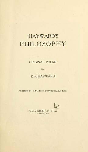 Cover for Hayward's philosophy; original poems
