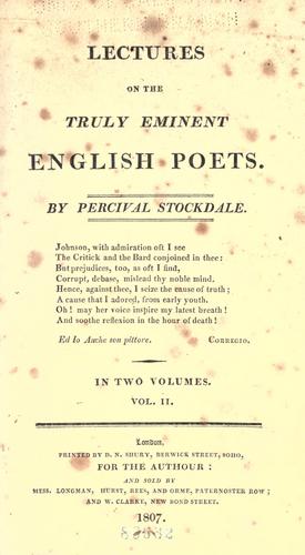 Cover for Lectures on the truly eminent English poets