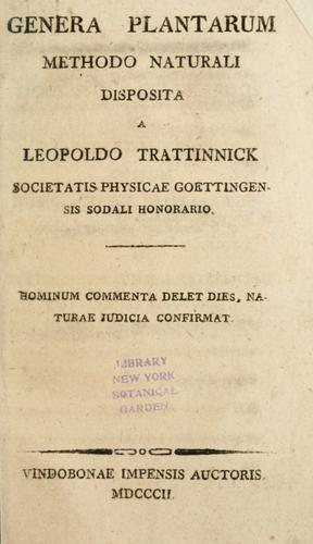 Cover for Genera plantarum methodo naturali disposita