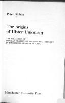 Cover for The origins of Ulster Unionism