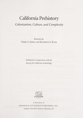 Cover for California prehistory
