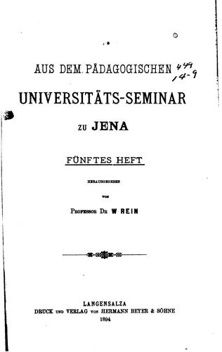 Cover for Aus dem pädagogischen Universitäts-seminar zu Jena...